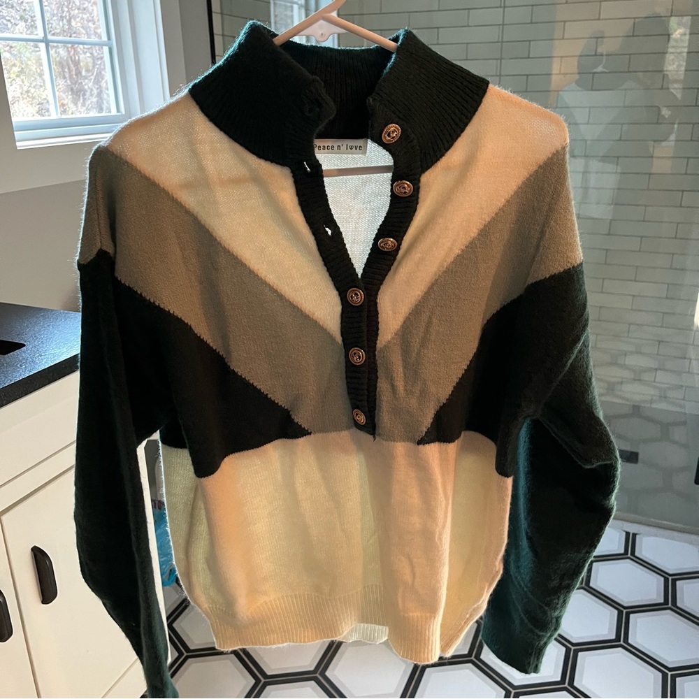 Green and Ecru Neve Sweater